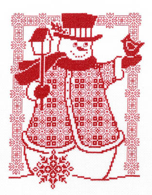 12-3021 Redwork Snowman